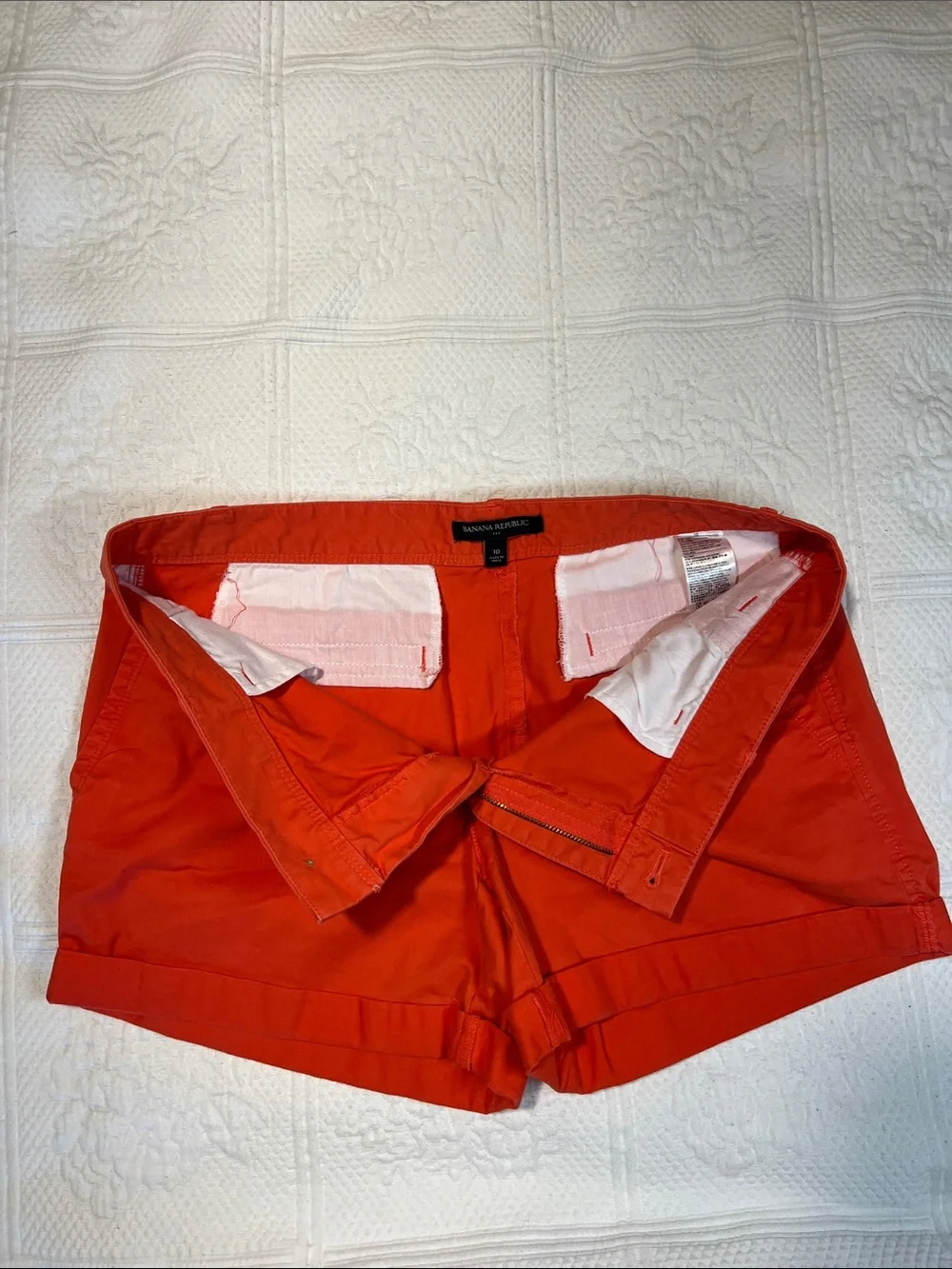 J. Crew Women's Orange & Navy AND  Banana Republic orange Flat Front Shorts